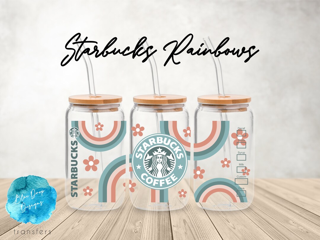 UV DTF Cup Wrap | Coffee Rainbows Boho Minimalist | Libbey Glass Beer ...