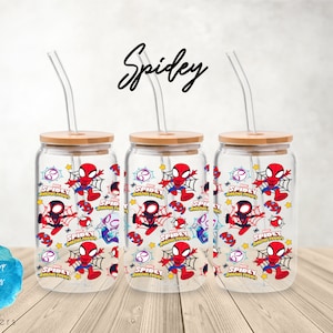 UV DTF Cup Wrap | Spider Hero Into the Verse Kids Cup Wraps Games Ghost Miles  | Libbey Glass  Beer Can Glass 160z | tumbler sublimation