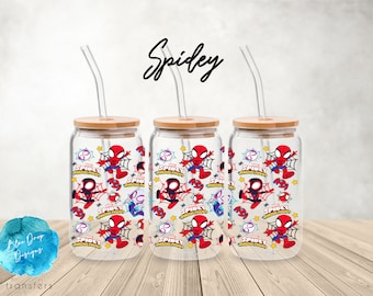 UV DTF Cup Wrap | Spider Hero Into the Verse Kids Cup Wraps Games Ghost Miles  | Libbey Glass  Beer Can Glass 160z | tumbler sublimation