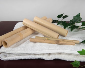 BAMBUSMASSAGE-Set Bambutherapie-Massageset für Körper und Gesicht, 6 Bambusstäbe