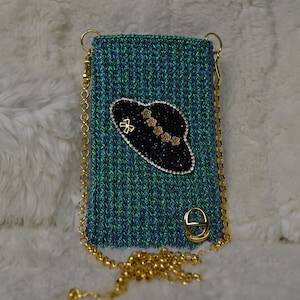 Bolsos de mujer de diseño hechos a mano para el Día de la Madre, bolsos de mujer de punto de ganchillo, estuche para teléfono de correa de cadena, correa de metal chapada en oro y plata