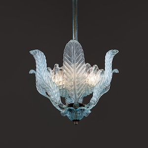 Art Deco Kolorowe Barovier i Toso Kolorowe żyrandole ze szkła Murano z lat 30. XX wieku / Vintage Niebieskie włoskie lampy wiszące / Antyczny żyrandol