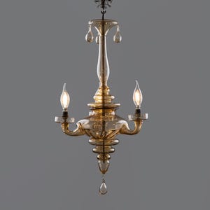 Latarnia Art Deco MVM Cappellin / Venini 1930s / Vintage Murano Glass Italian 3 light Pendant Light / Antique Chandelier