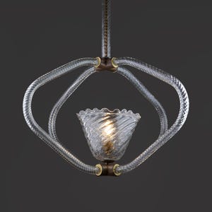 Art Deco Barovier and Toso Murano Glass Chandelier 1930s / Vintage Italian Crystal Pendant Light / Antique Chandelier