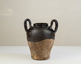 Large Italian Antique Natural Mediterranean Ceramic Vase / Old Earthenware Roman Decoration Vase / Pottery Olive Amphora/ Boho Vase