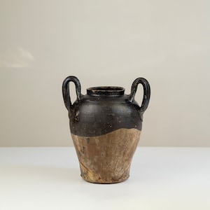 Grande vaso di ceramica mediterraneo naturale antico italiano / vaso di decorazione romana in terracotta antica / anfora di oliva in ceramica / vaso Boho