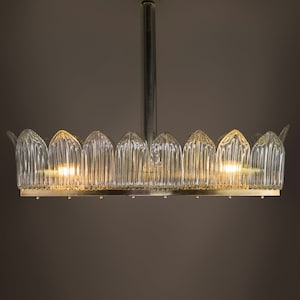 Large Art Deco Murano Glass Barovier & Toso Chandelier 1940s / Vintage Italian 4 light Pendant Light / Antique Chandelier