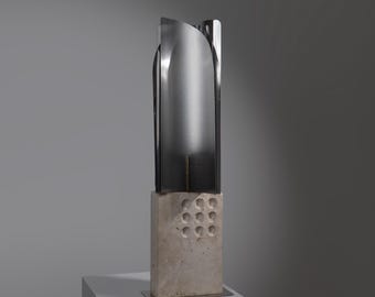 Lámpara de mesa de travertino de estilo brutalista italiano de mediados de siglo XX, diseñada por Fratelli Manelli en la década de 1970 / Lámpara escultórica vintage