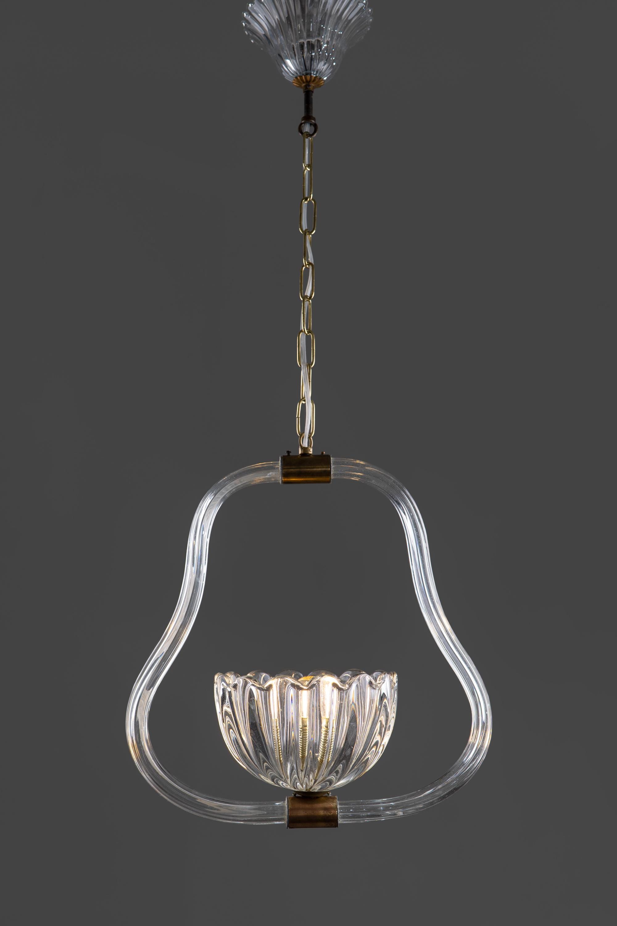 ArtDeco Murano Glass Barovier and Toso Chandelier 1940s / Vintage Italian Crystal Pendant Light / Antique Chandelier
