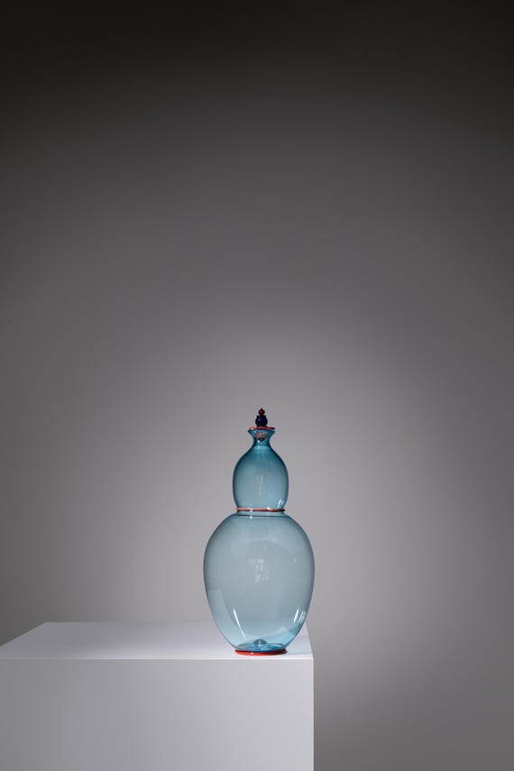 Yoichi Ohira Bottle Marco Polo collection Venezia e l’Oriente De Majo 1987 / Vintage Italian Murano Glass Vase / Mid Century Glass