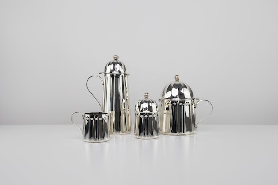 Silver set by Massimo Vignelli for Gioielleria Calegaro 1980s / Collectable Silver Plated Table Decor