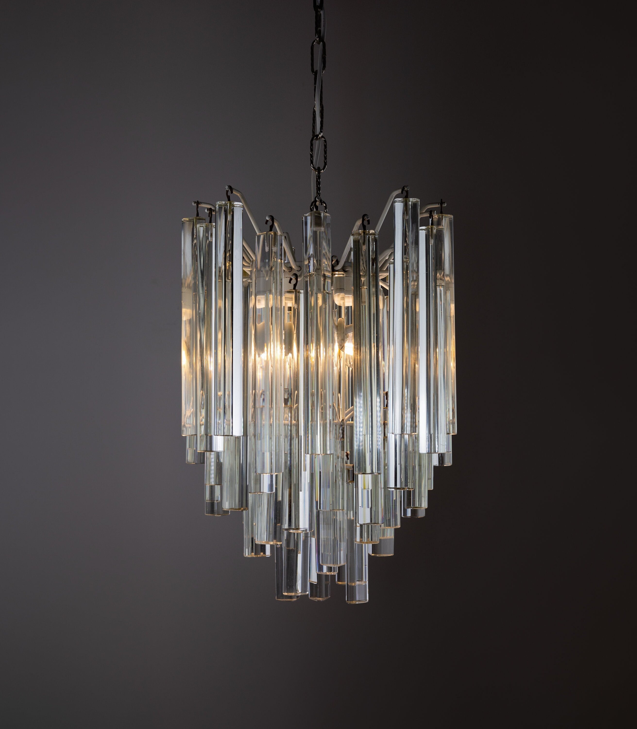 Vintage Venini Triangolar Crystals Chandelier 1970s / Signed Original Mid  Century Murano Glass Pendant Light - Etsy, image size:2623x3000