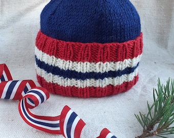 Handgestrickte Norweger Babymütze, handgefertigte Kleidung, Norweger Geschenk für Neugeborene und Baby, Kinder Wintermütze, Norweger Strickmütze