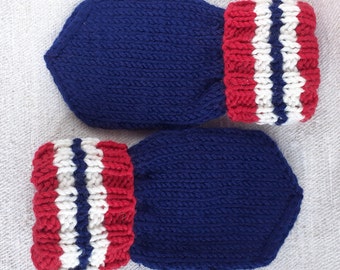 Hand knitted Norwegian baby mittens, hand knitted gloves, handmade clothing, Norwegian gift, Norwegian knit, thumbless gloves,