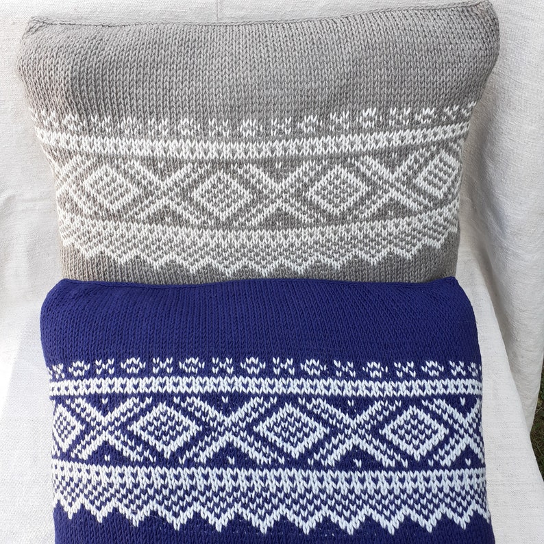 Hand knitted cushion cover, pillow covers, knitted nordic pillow cover, Scandi decor, Norwegian, handmade decoration, throw pillow, hygge zdjęcie 7