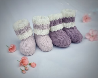 Hand knitted baby booties, knitted baby socks, wool booties, newborn booties, handmade clothing, Norwegian knit, kids and baby