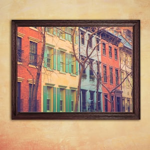 Colorful New York City Building Facades Retro Look, Architecture Photography, Instant Digital Download, Wall Art, Printable, Manhattan, Old