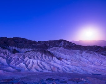Moonrise over Mountains of Death Valley National Park, Landscape Photography,Instant Digital Download, Wall Art, Travel, Print, Night, Moon