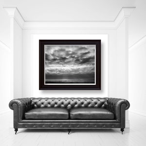 Ominous Clouds over Sea, Black White , Landscape, Nature Photography, Instant Digital Download, Wall Art, Storm, Dramatic, Print, Photo