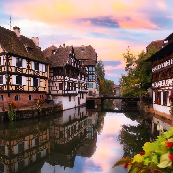 Strasbourg France Canal, Instant Digital Download, Wall Art, Travel Photography, Printable, Half Timbered, European, Village, City, Scenic