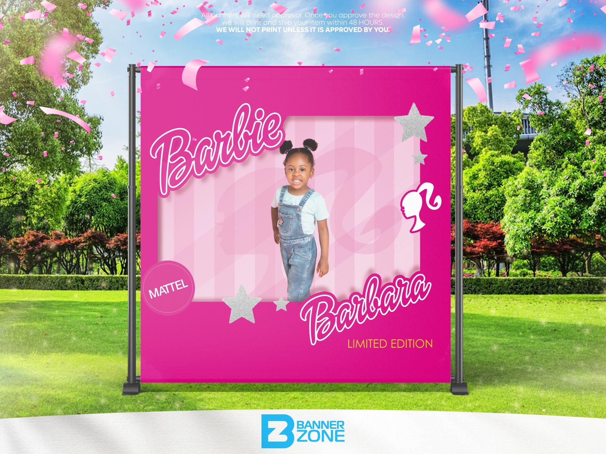 Barbie Birthday 8x8 Custom Backdrop With Picture, Digital File Only