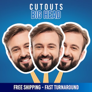 ¡Grandes recortes de caras personalizados en palitos! Perfectos para celebraciones de despedida de soltera. ¡Recortes de cartón personalizables y divertidos abanicos!