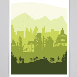 Affiche Poster Paysage inspiré The Last of us format A4, A3, et carte postale pour décoration murale