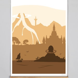 Affiche Poster Paysage inspiré zelda paysages wind waker botw twilight princess format A4, A3, et carte postale pour décoration salle de jeu