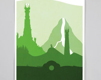 Poster Landscape inspired by Lords Rings Powers format A4, A3, and postcard for decoration