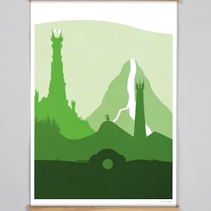 Affiche Poster Paysage inspiré seigneurs anneaux pouvoirs format A4, A3, et carte postale pour décoration