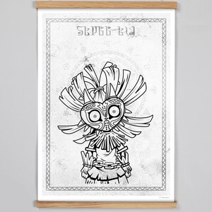 Affiche Poster inspiré Skull Kid Majora's Mask Zelda Illustration fait main, cartes postales pour offrir cadeau, salle de jeu Geek room