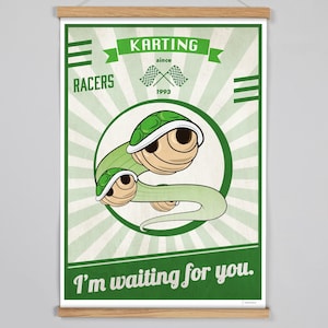 Mario Kart Green Shells inspired poster for Gamecube and Switch. Handmade illustration, perfect as a gift or for a geek room.