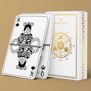 Set of 54 playing cards inspired by The Legend Of Zelda creatures Gold edition Hot gilding handmade box, pouch, wax triforce image 1