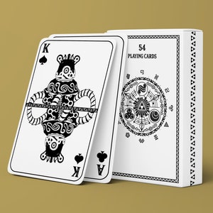 Game of 54 playing cards inspired by The Legend Of Zelda creatures version - handmade, complete with box + pouch, Playing cards