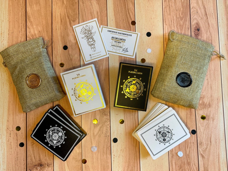 Set of 54 playing cards inspired by The Legend Of Zelda creatures Gold edition Hot gilding handmade box, pouch, wax triforce 2 Decks +2 free bag