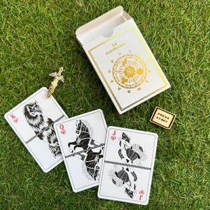 Set of 54 playing cards inspired by The Legend Of Zelda creatures Gold edition Hot gilding handmade box, pouch, wax triforce image 3