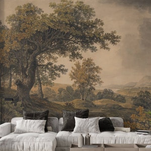 Rural Landscape Wallpaper Mural: Peel and Stick Tree Wall Art