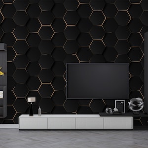 Luxus Hexagone Tapete, abstrakt, golden Linien, geometrisch, Wandbild/ ablösen und aufkleben Tapete Vinyl Tapete Tapete Zimmer