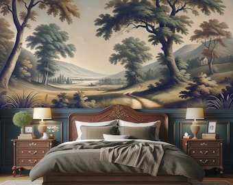 Vintage Pastoral Landscape Peel and Stick Wallpaper - Removable & Durable