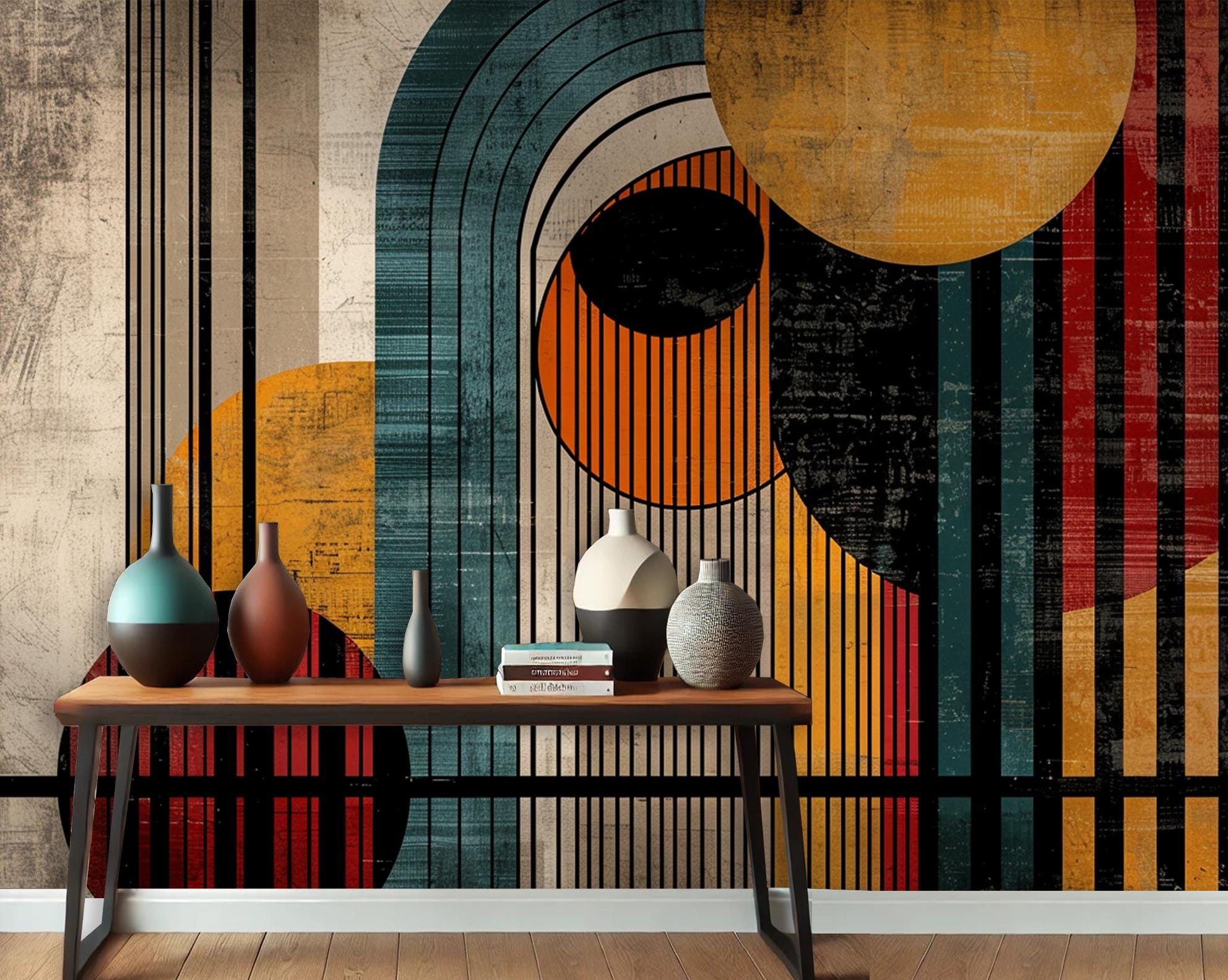 Bold Geometric Peel and Stick Wallpaper | Modern Abstract Wall Mural | Easy Removable Wallpaper
