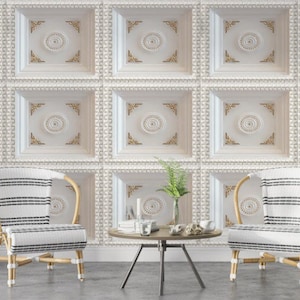 3d gold white wall and ceiling cladding /  peel and stick wallpaper vinyl wallpaper wallpaper room