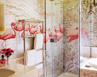 Flamingo Landscape Wallpaper: Tropical Peel and Stick Wall Mural