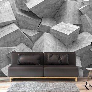 concrete 3d cube wall background wallpaper 3D Digital Print Wallpaper/peel and stick wallpaper vinyl wallpaper wallpaper room