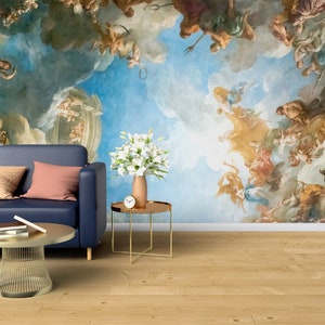 Painting in hercules room of the royal chateau versailles / peel and stick wallpaper vinyl wallpaper wallpaper room