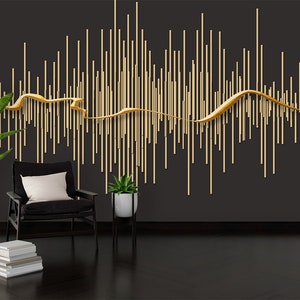 3D Illustration Gold und Streifen Muster Tapete Dekoration Tapete zum Aufkleben oder Abziehen
