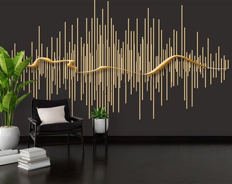 Gold Stripes 3D Wallpaper: Peel and Stick Vinyl Wall Decor