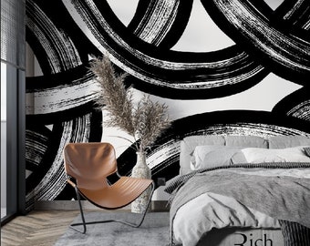 grunge style. Abstract texture. Background. Brush pattern. black and white/peel and stick wallpaper vinyl wallpaper wallpaper room