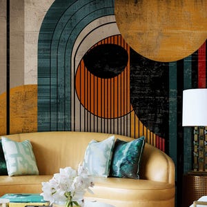 Geometric Peel and Stick Wallpaper | Modern Abstract Wall Mural ...