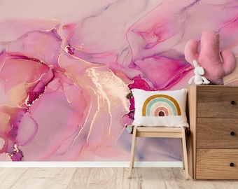 Pink and Gold Marble Wallpaper: Peel and Stick Vinyl