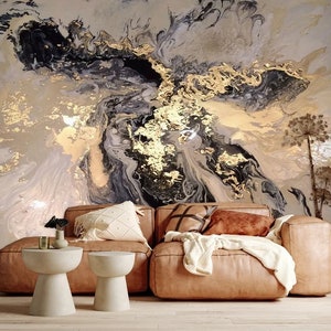Tapete Schwarz-Gold Marmor Muster Tapete Digitaldruck/Peel and Paste Tapete Vinyl-Tapete Tapetenzimmer
